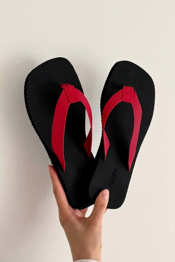 Simonett Woven Thong Strap Flip Flops - Red