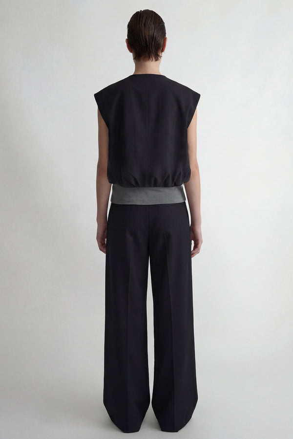 Simonett Zip-Up Bubble Crop Vest - Navy