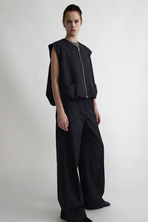 simonett Zip-Up Bubble Crop Vest - Navy