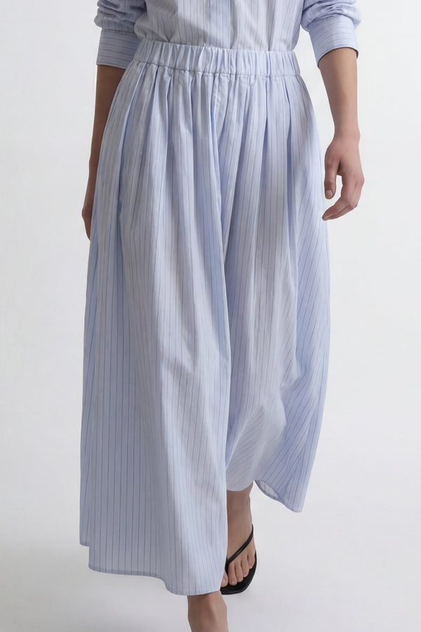 Simonett Striped High-Waisted A-Line Skirt - Baby Blue