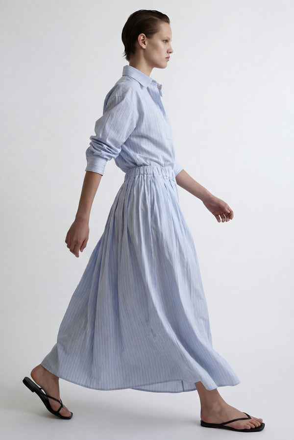 simonett Striped High-Waisted A-Line Skirt - Baby Blue