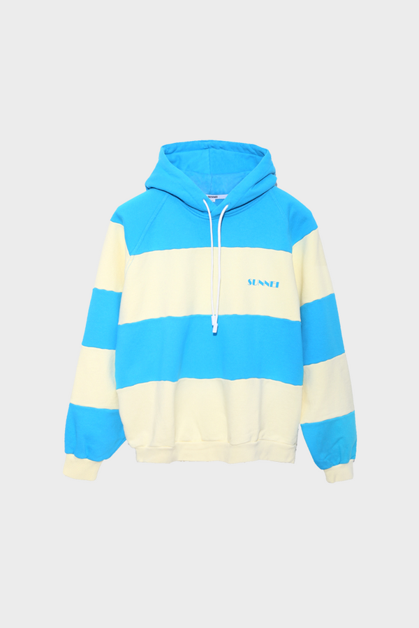 simonett Sunnei - Mini Logo Cream Hoodie with Cuts - Azure/Cream