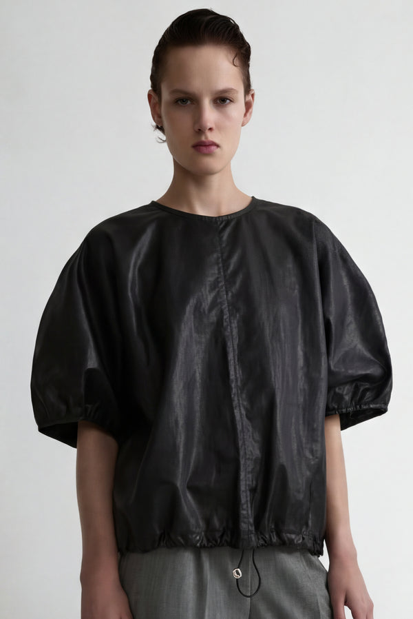 simonett Technical Balloon Sleeve Top With Drawstring