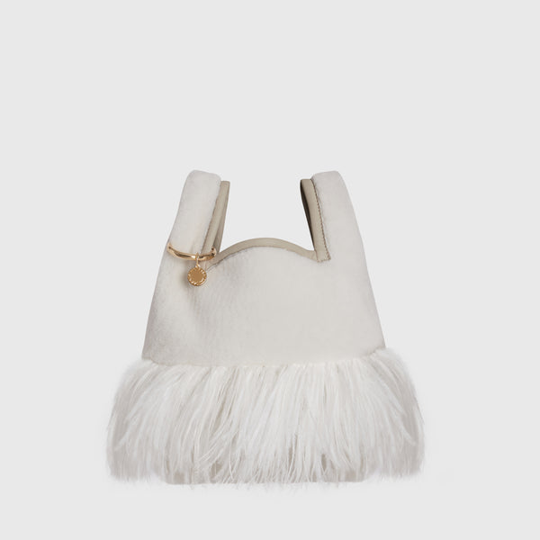 simonetta ravizza Currency FURRISSIMA SALE BURRO- shearling astral feathers