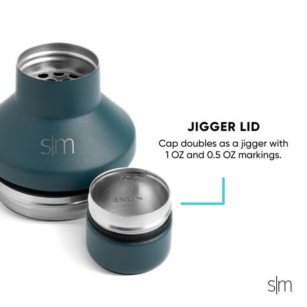 Simple Modern Classic Cocktail Shaker With Jigger Lid