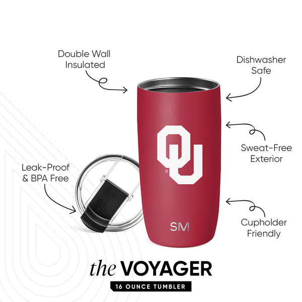 Simple Modern Collegiate Voyager Tumbler With Clear Flip Lid & Straw