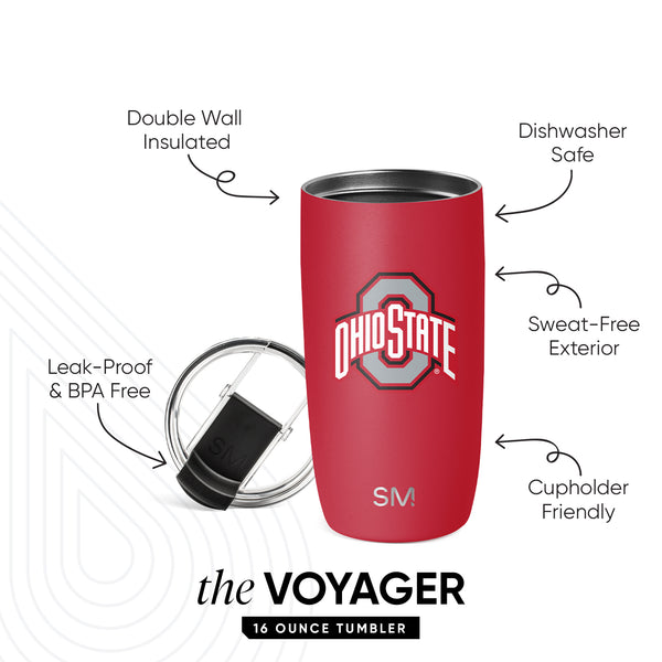 Simple Modern Collegiate Voyager Tumbler With Clear Flip Lid & Straw
