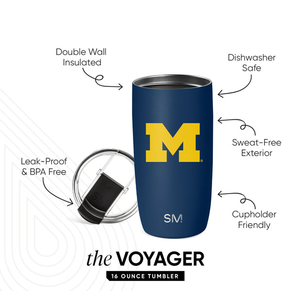 Simple Modern Collegiate Voyager Tumbler With Clear Flip Lid & Straw