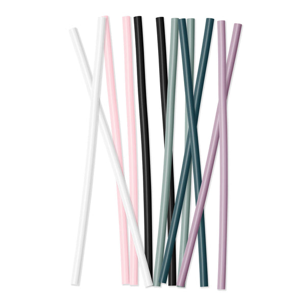 simple modern Plastic Reusable Drinking Straws 12-Pack