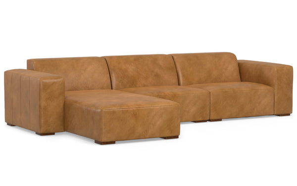 Simpli Home 2 Seater Sofa And Left Chaise In Genuine Leather