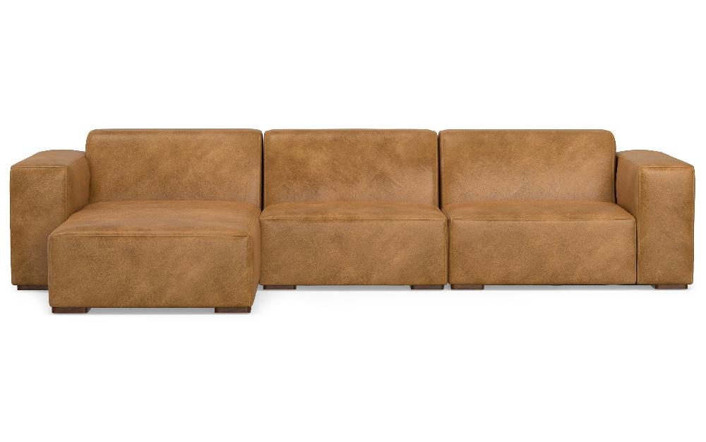 simpli home 2 Seater Sofa and Left Chaise in Genuine Leather