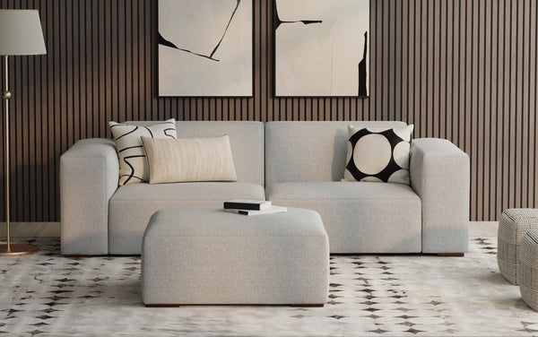 Simpli Home 2 Seater Sofa And Ottoman In Performance Fabric