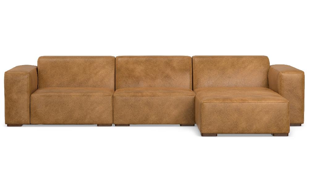 simpli home 2 Seater Sofa and Right Chaise in Genuine Leather