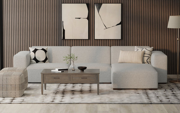 Simpli Home 2 Seater Sofa And Right Chaise In Performance Fabric