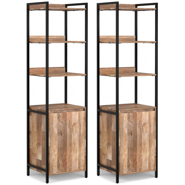 Simpli Home 20 Inch 5 Shelf Bookcase With Door (Set Of 2)