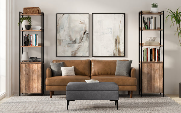 Simpli Home 20 Inch 5 Shelf Bookcase With Door (Set Of 2)