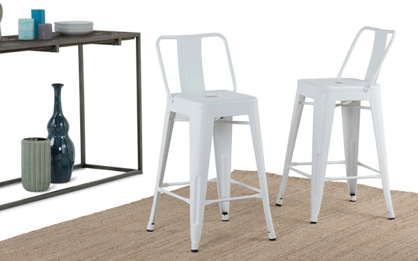 Simpli Home 24 Inch Metal Counter Height Stool (Set Of 2)
