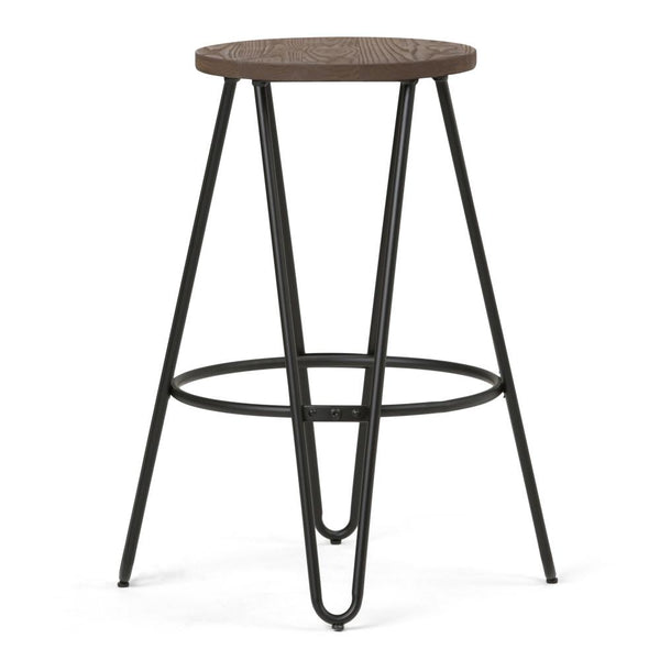 Simpli Home 26 Inch Metal Counter Height Stool With Wood Seat (Set Of 2)