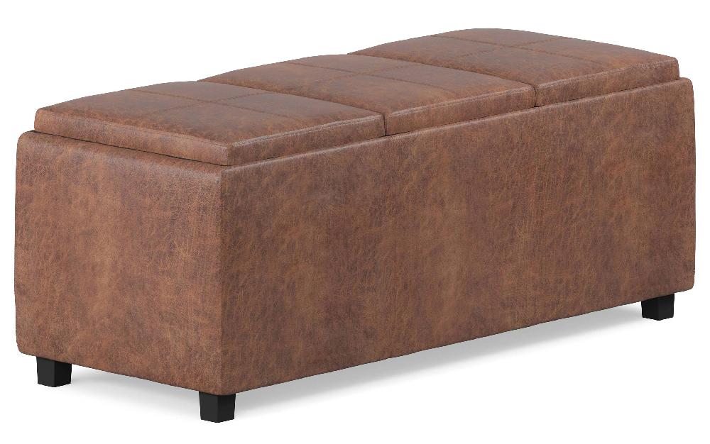 simpli home 3 Trays Ottoman in Distressed Vegan Leather