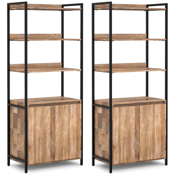 Simpli Home 30 Inch 5 Shelf Bookcase With Doors (Set Of 2)