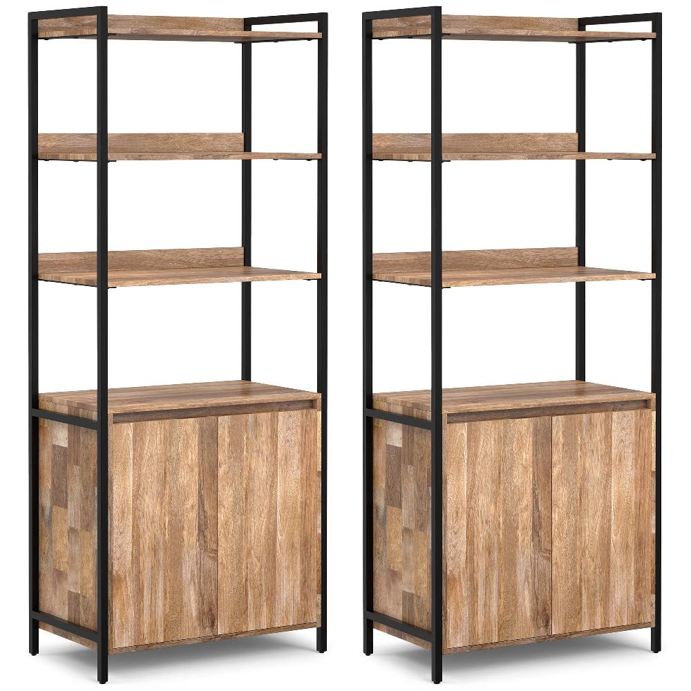 simpli home 30 inch 5 Shelf Bookcase with Doors (Set of 2)