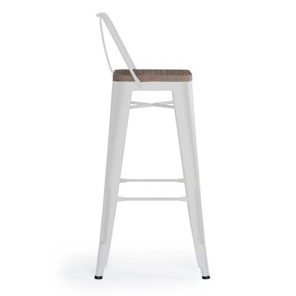 Simpli Home 30 Inch Metal / Wood Bar Stool (Set Of 2) In White