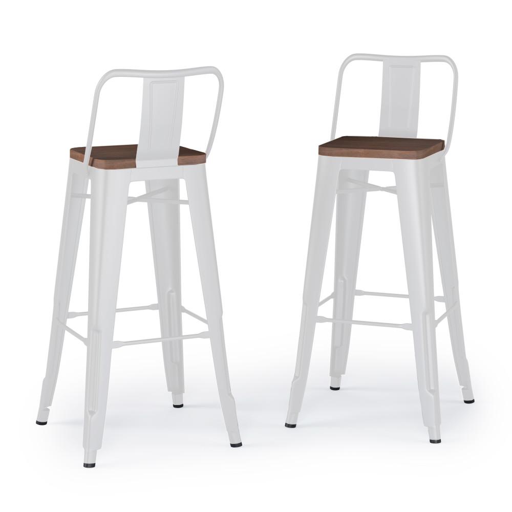simpli home 30 inch Metal / Wood Bar Stool (Set of 2) in White