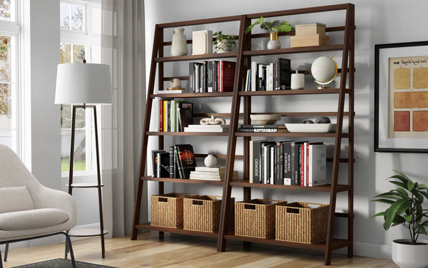 Simpli Home 36 Inch 5 Shelf Ladder Bookcase (Set Of 2)