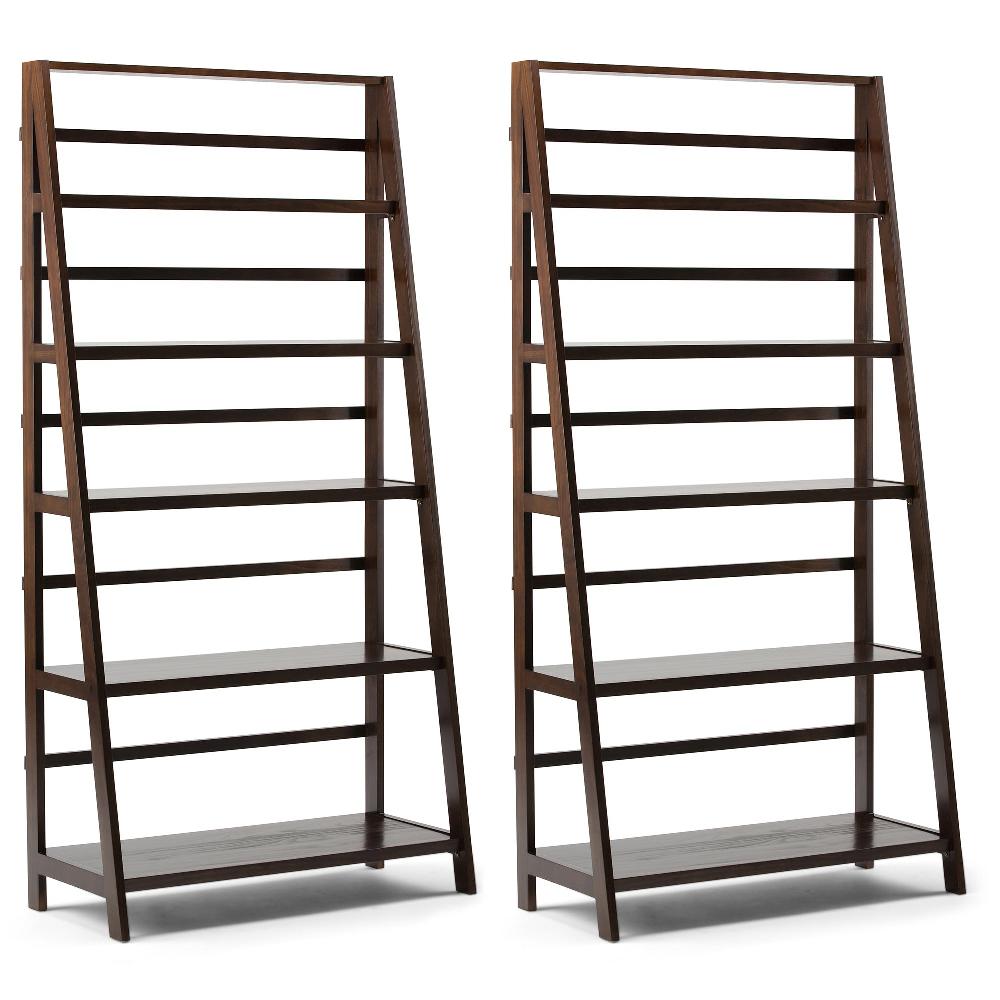 simpli home 36 inch 5 Shelf Ladder Bookcase (Set of 2)