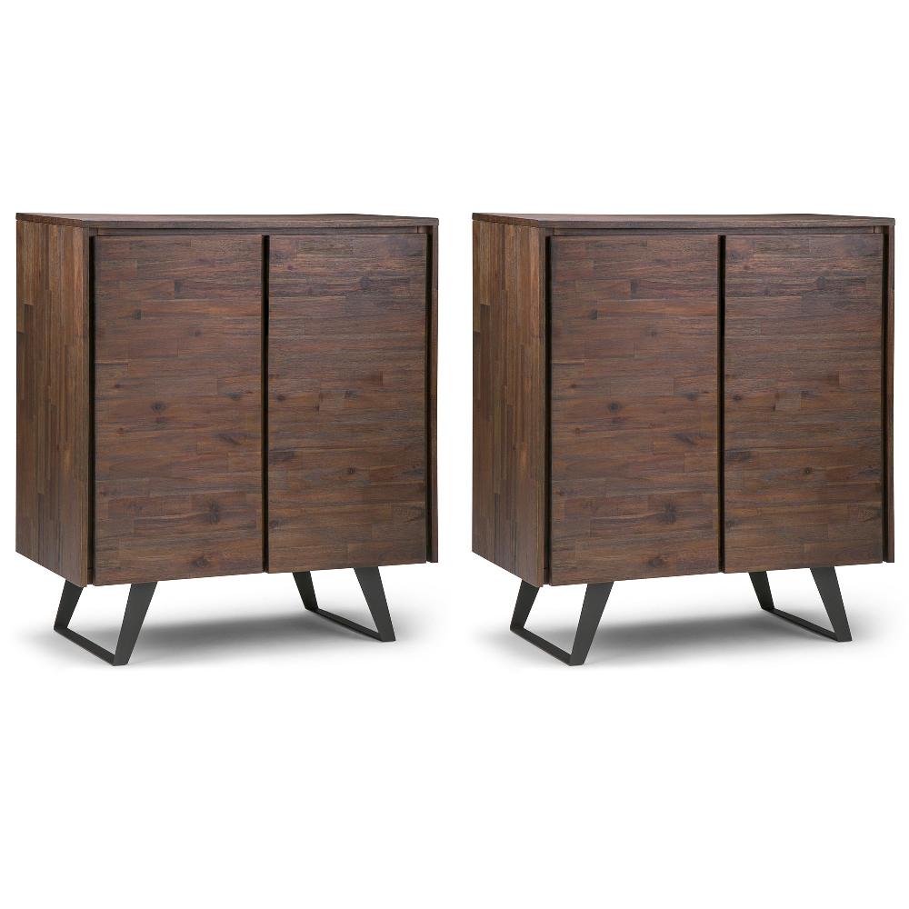 simpli home 39 inch Storage Cabinet (Set of 2) in Acacia