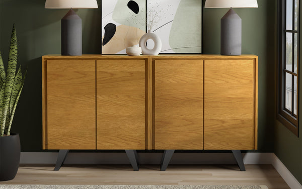 Simpli Home 39 Inch Storage Cabinet (Set Of 2) In Oak