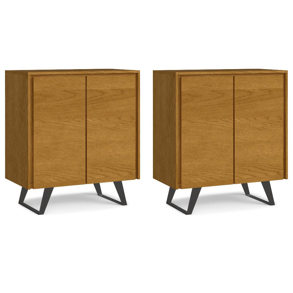 simpli home 39 inch Storage Cabinet (Set of 2) in Oak