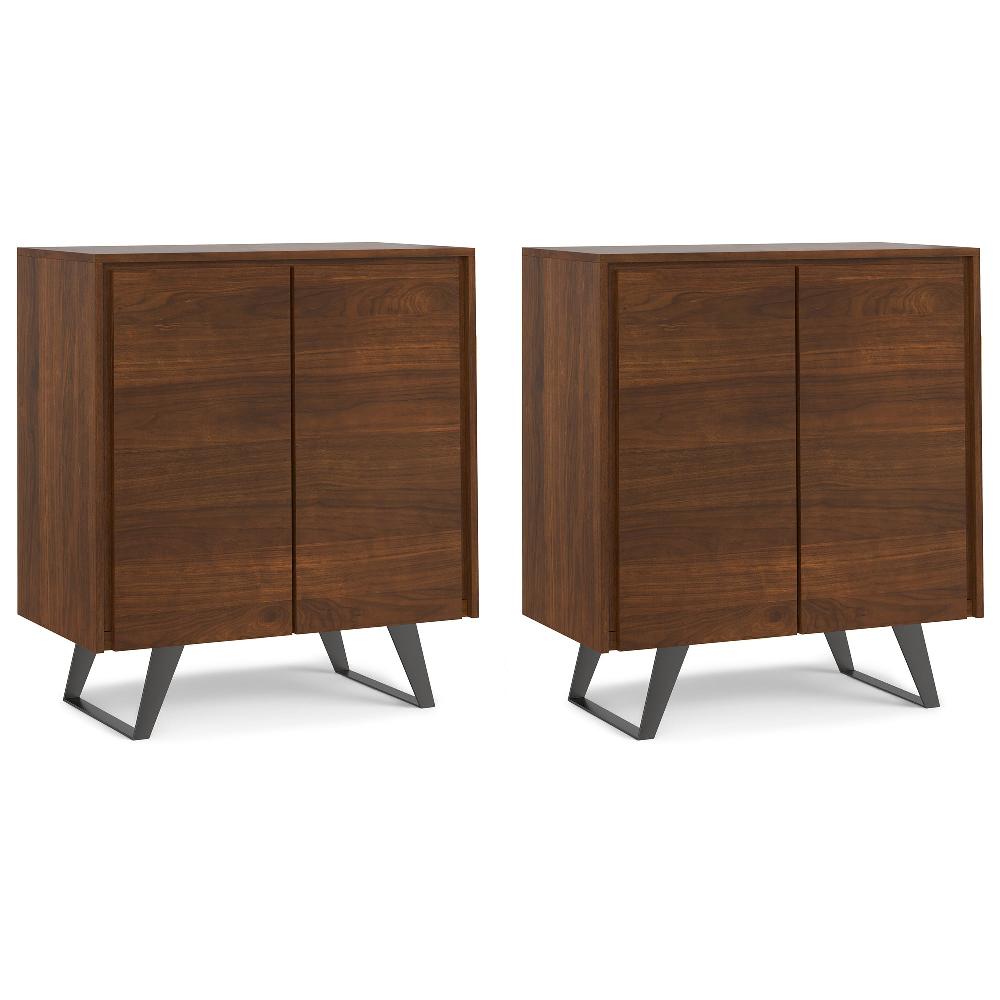 simpli home 39 inch Storage Cabinet (Set of 2) in Walnut
