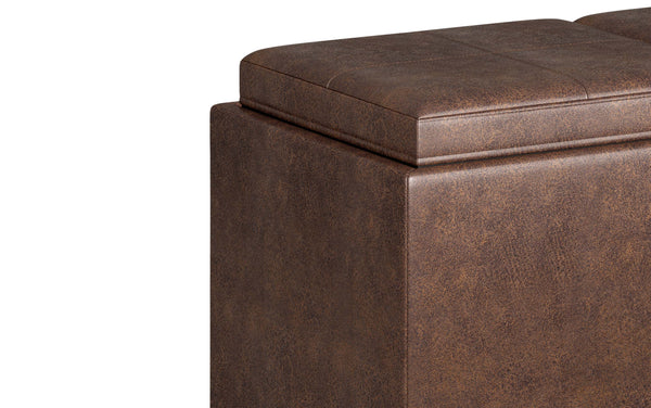Simpli Home 5 Pc Storage Ottoman In Distressed Vegan Leather