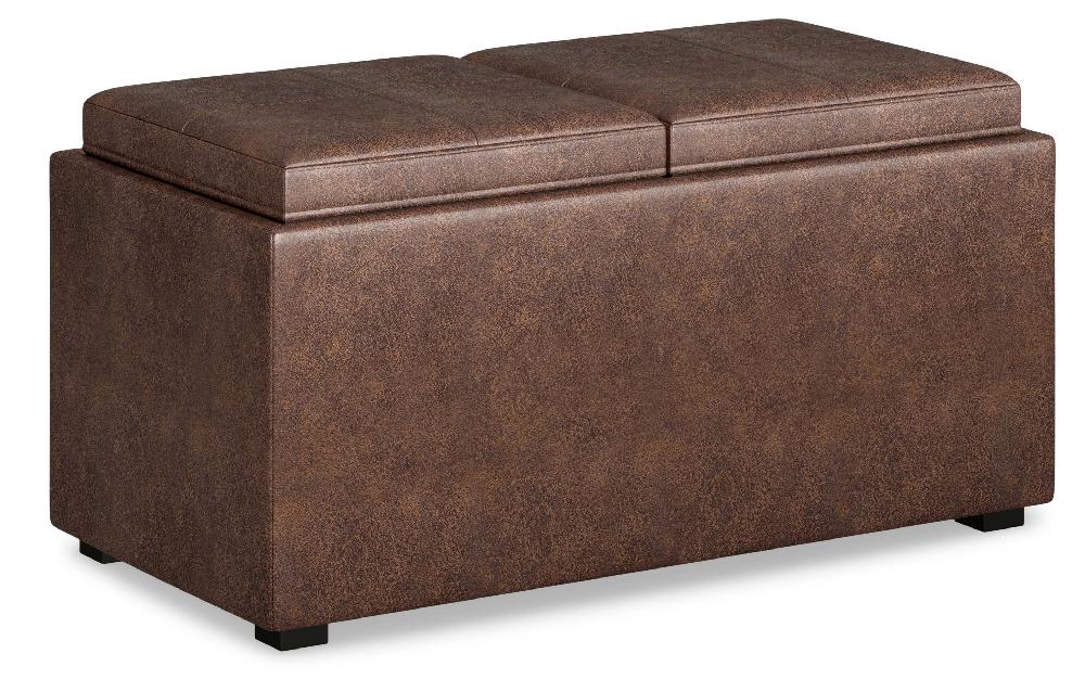 simpli home 5 Pc Storage Ottoman in Distressed Vegan Leather