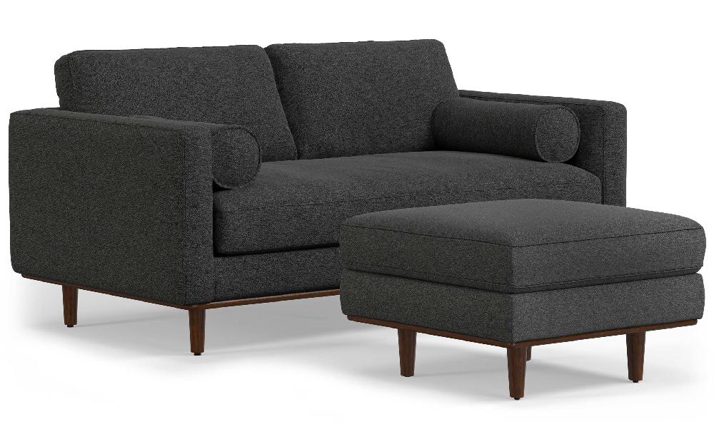 simpli home 72-inch Sofa and Ottoman Set in Woven-Blend Fabric