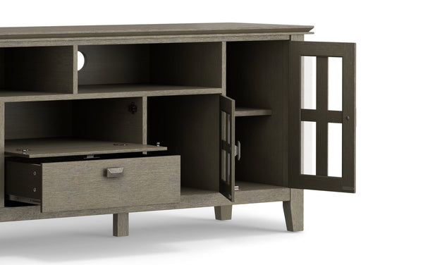 Simpli Home 72 Inch TV Media Stand In Farmhouse Grey