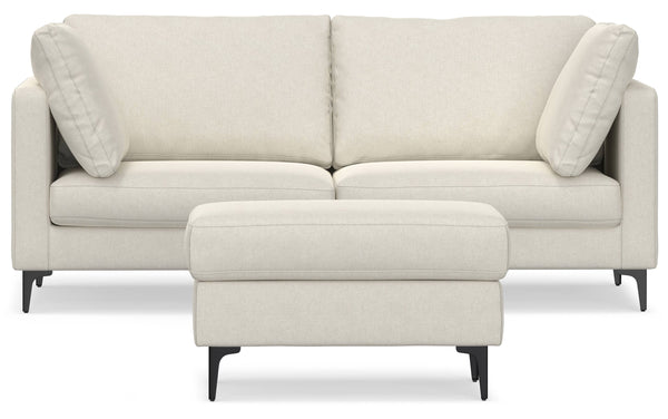 Simpli Home 76 Inch Mid Century Sofa With Ottoman Set