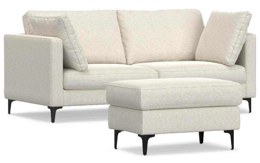 simpli home 76 inch Mid Century Sofa with Ottoman Set
