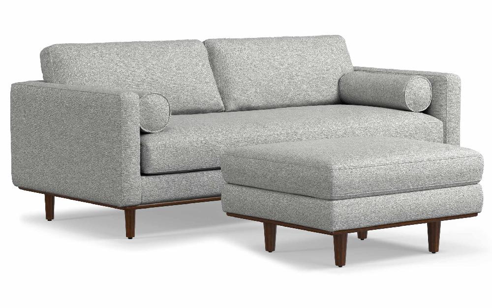 simpli home 89-inch Sofa and Ottoman Set in Woven-Blend Fabric