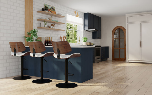 Simpli Home Adjustable Swivel Bar Stool In Vegan Leather