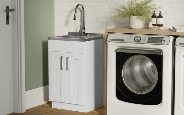 Simpli Home All-In-One 20-inch Laundry Utility Sink And Cabinet