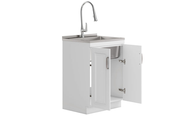 Simpli Home All-In-One 24-inch Laundry Utility Sink And Cabinet