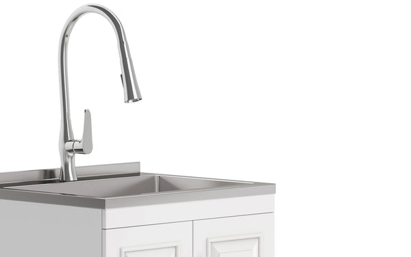 Simpli Home All-In-One 24-inch Laundry Utility Sink And Cabinet