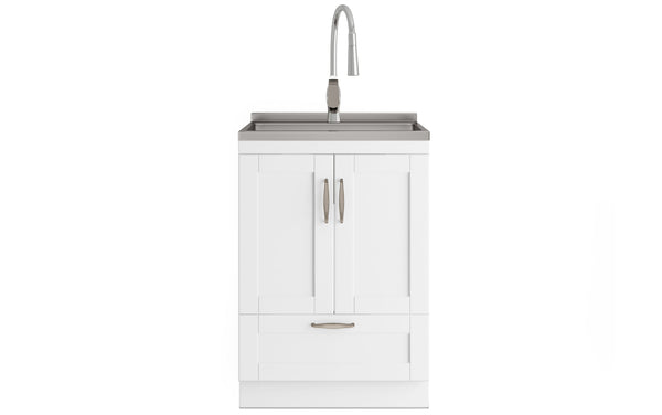 Simpli Home All-In-One 24-inch Laundry Utility Sink And Cabinet