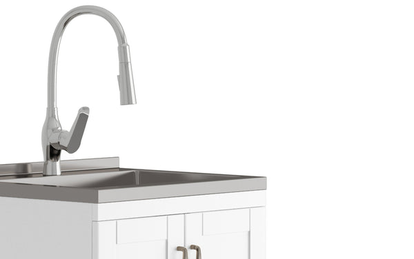 Simpli Home All-In-One 24-inch Laundry Utility Sink And Cabinet