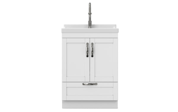 Simpli Home All-In-One 24-inch Laundry Utility Sink And Cabinet With ABS Sink