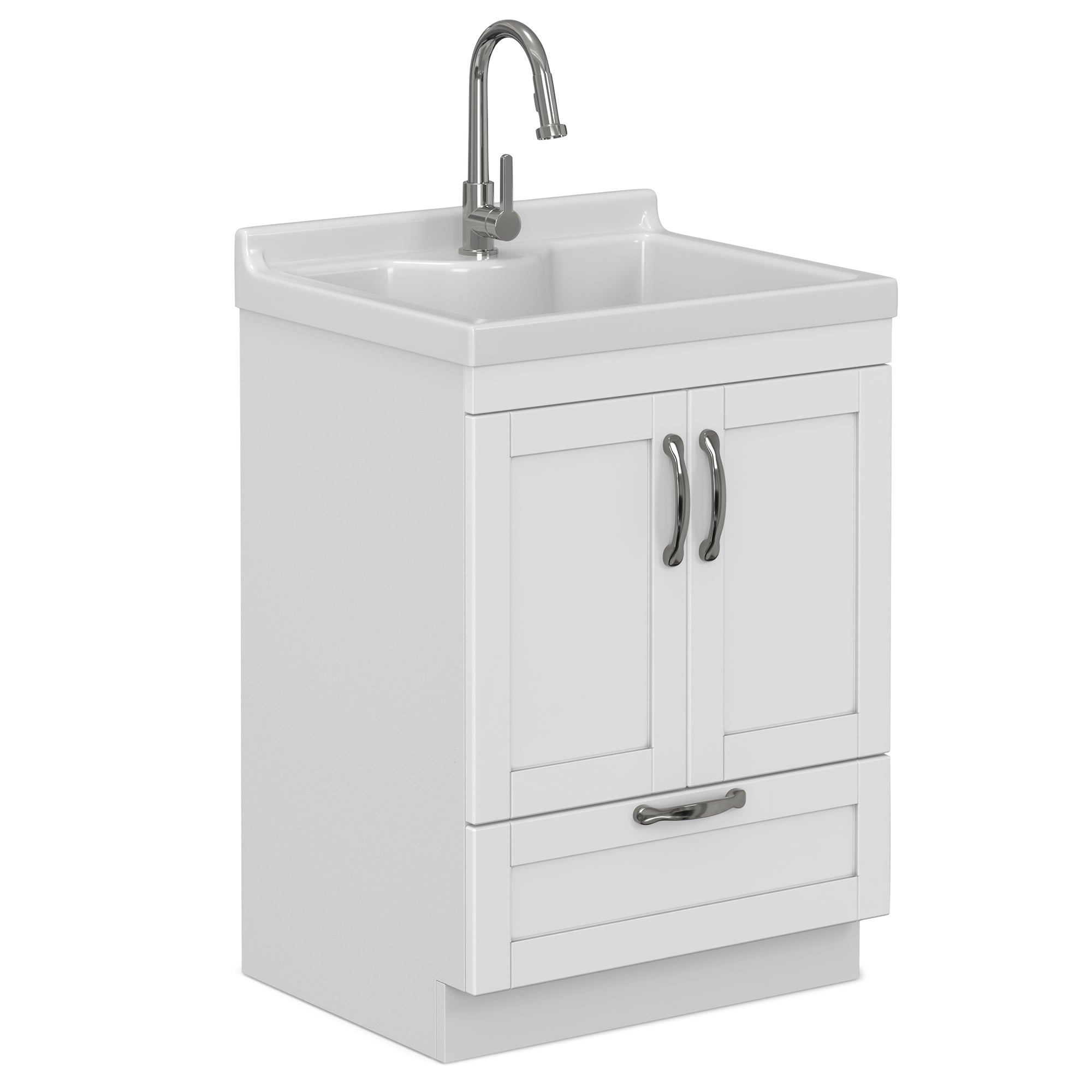 simpli home All-In-One 24-inch Laundry Utility Sink and Cabinet with ABS Sink