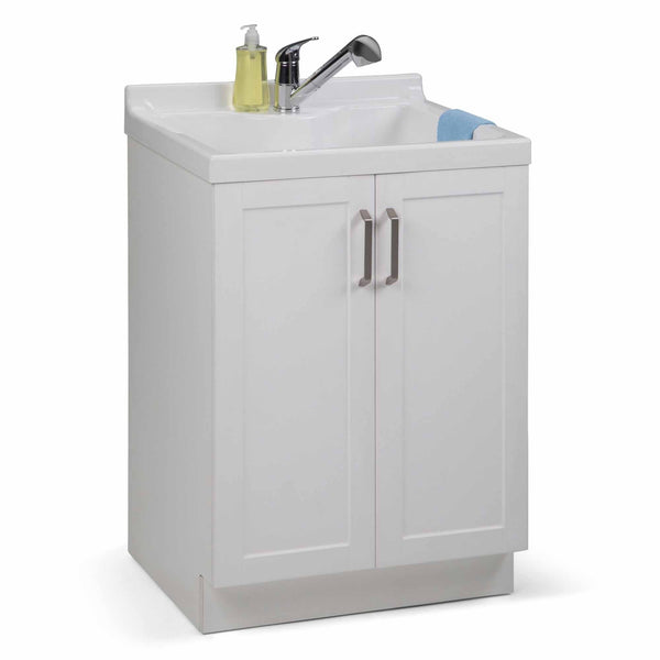 Simpli Home All-In-One 24 Inch Laundry Utility Sink And Cabinet With ABS Sink