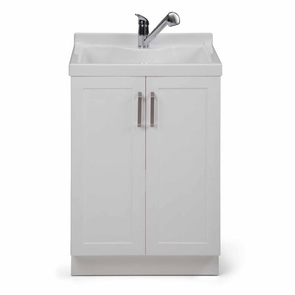 Simpli Home All-In-One 24 Inch Laundry Utility Sink And Cabinet With ABS Sink